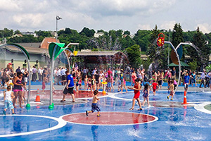 Cristoforo Colombo (East) Park splash pad in Worcester